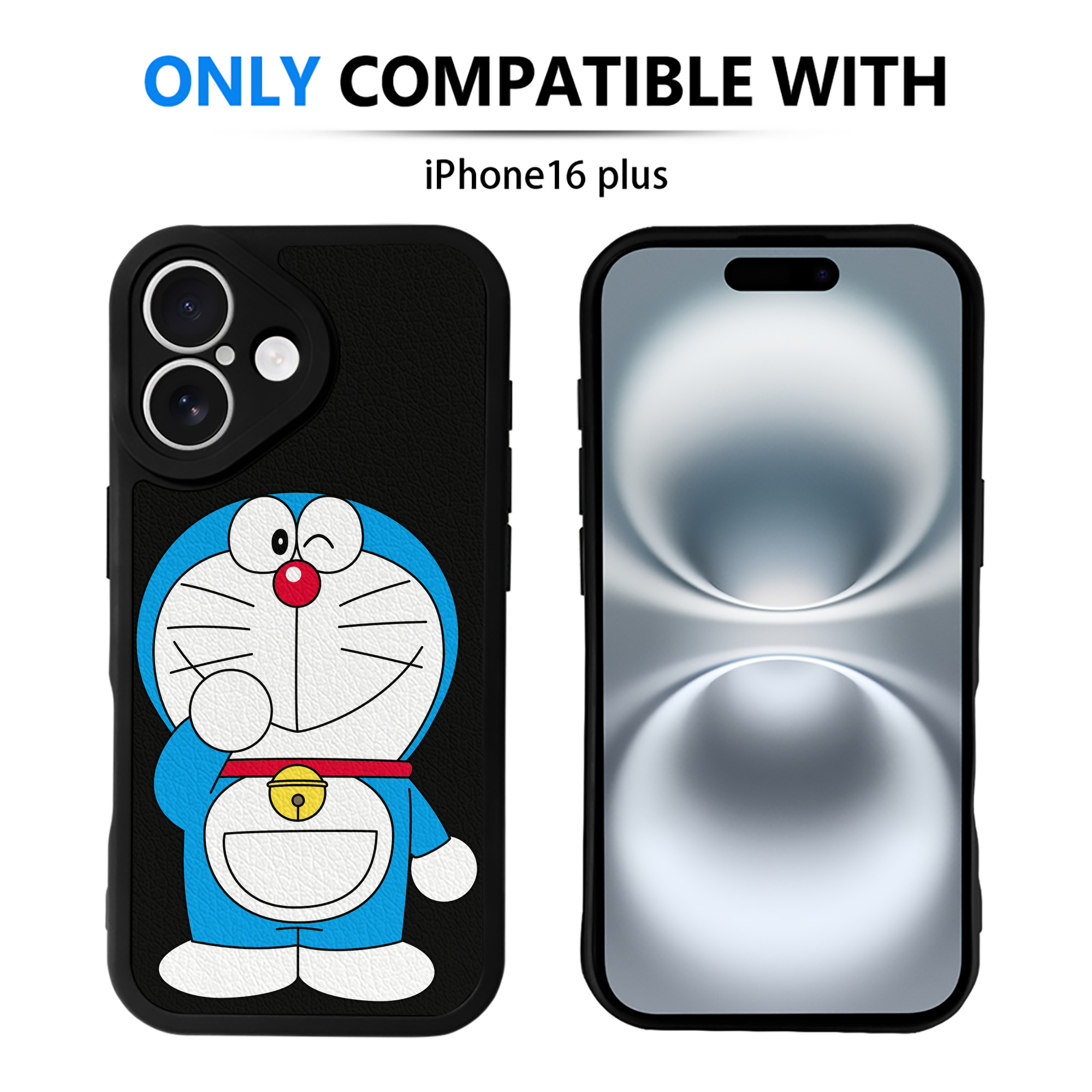 （画像用） ドラえもん Doraemon 【iPhone 16シリーズ対応】シリコンスマホケース（レザー調） 材質：シリコン